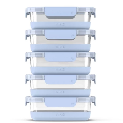Ello 10pc Glass Meal Prep Food Storage Container Set Blue: BPA-Free, Microwave & Oven Safe, 5 Containers with Lids - Image 1