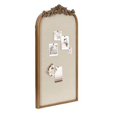 Kate & Laurel All Things Decor 13"x25" Arendahl Arch Framed Pinboard Gold - Image 1