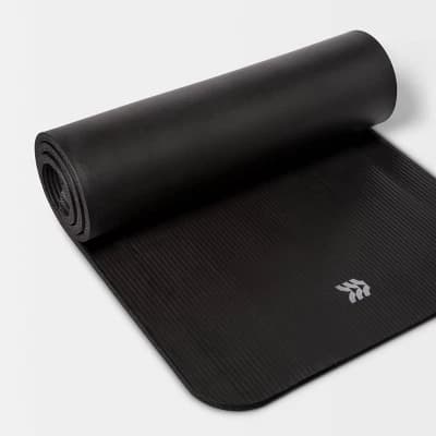 Premium Fitness Yoga Mat 15mm Black - All In Motion™: Nitrile Butadiene Rubber, Solid Pattern - Image 1