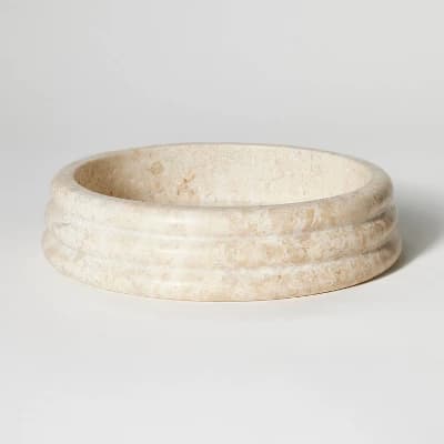 Marble Tray Beige - Threshold™ designed with Studio McGee: Elegant Round Tabletop Accent, Spot Clean Only - Image 1