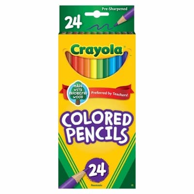 Crayola 24ct Pre-Sharpened Colored Pencils: Multicolor Wax & Wood, Non-Toxic, School Supplies for Kids, 3.3mm Point - Image 1