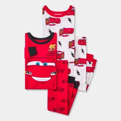 Toddler Boys' 4pc Cars Cotton Long Sleeve Pajama Set - Red/White/Black 5T - Image 1