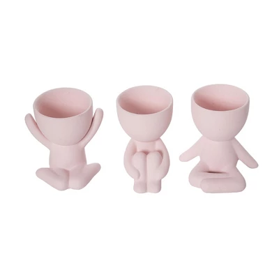 Transpac Stoneware Pot Figurine Planter Set of 3 Spring Home Decorations - Image 1