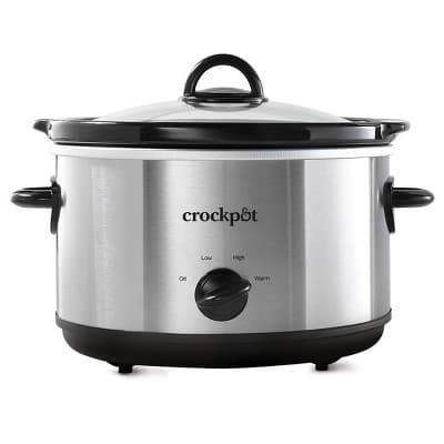 Crock-Pot 4.5qt Slow Cooker Silver: Ceramic, Glass, Stainless Steel, 3 Settings, Stay-Cool Handles, Dishwasher-Safe - Image 1