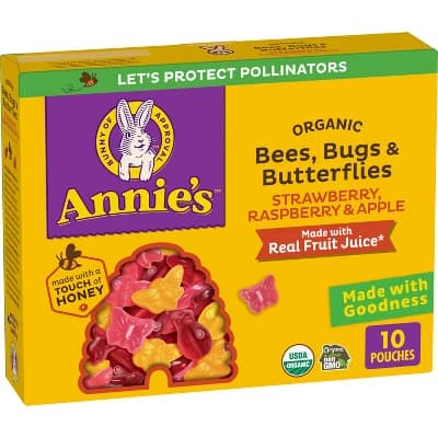 Annie's Organic Bees, Bugs & Butterflies Strawberry, Raspberry & Apple Fruit Snacks - 7oz/10ct - Image 1