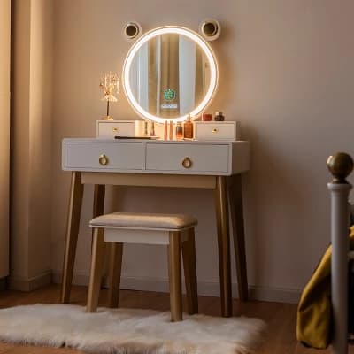 Costway Vanity Dressing Table Set Touch Screen Dimming Mirror - Image 1