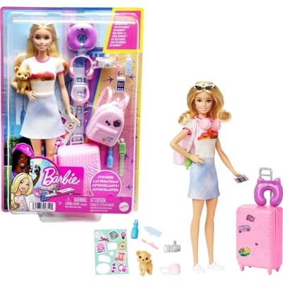 Barbie Doll and Accessories Travel Set with Puppy - Image 1