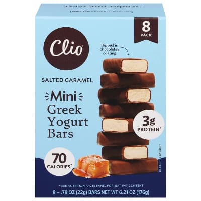 Clio Snacks Salted Caramel Chocolate Greek Yogurt Mini Bars - 6.21oz/8ct - Image 1
