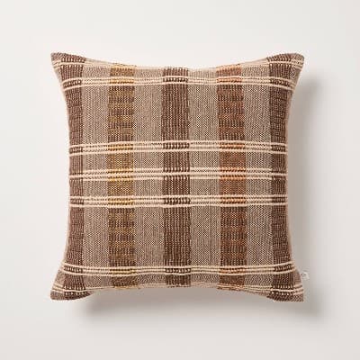 18"x18" Stripe Square Toss Pillow Brown/Tan - Hearth & Hand™ with Magnolia - Image 1