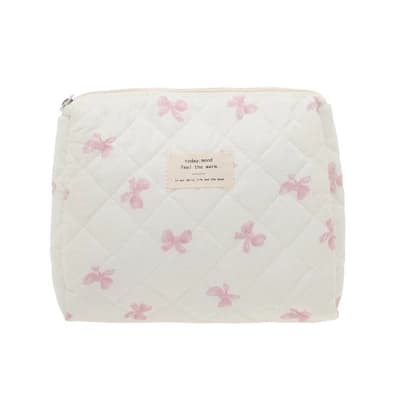 Unique Bargains Bow Quilting Makeup Bag 1 Pc - Image 1
