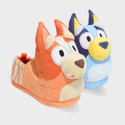 Bluey & Bingo Toddler 3D Head Slippers - Blue/Orange 7T-8T: Lightweight Slip-On, Closed Round Toe, Textured Outsole - Image 1