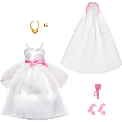 Barbie Fashions Doll Clothing Bridal Pack with Wedding Dress, Veil and Accessories