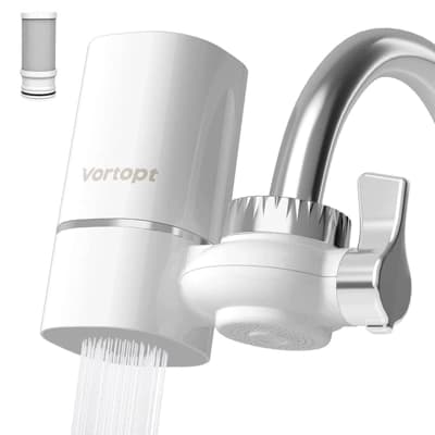 Faucet Water Filter for Sink  400 Gallons Faucet Mount Tap Water Filtration System for Kitchen, Bathroom, Reduces Lead, Chlorine, Bad Taste - Image 1