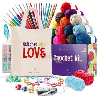 Hearth & Harbor 73 Piece Crochet Kit For Adults and Kids, Large Crochet Set for Beginners and Professionals. - Image 1