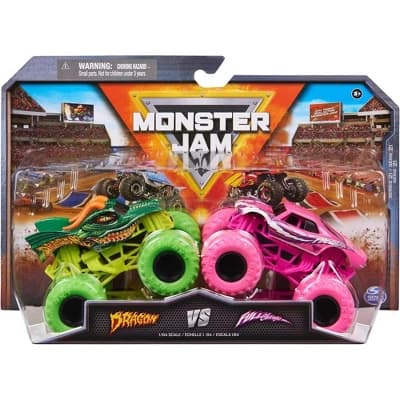 Monster Jam, Dragon Vs. Full Charge 1:64 Scale Die-Cast Monster Trucks - Image 1