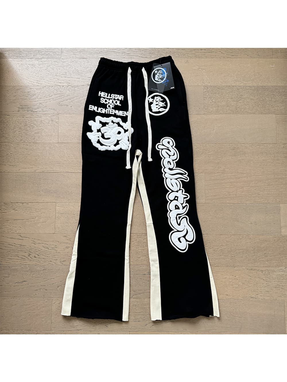 Foam Monogram Logo Printed Colorblocked Splice Micro Pants - Image 1