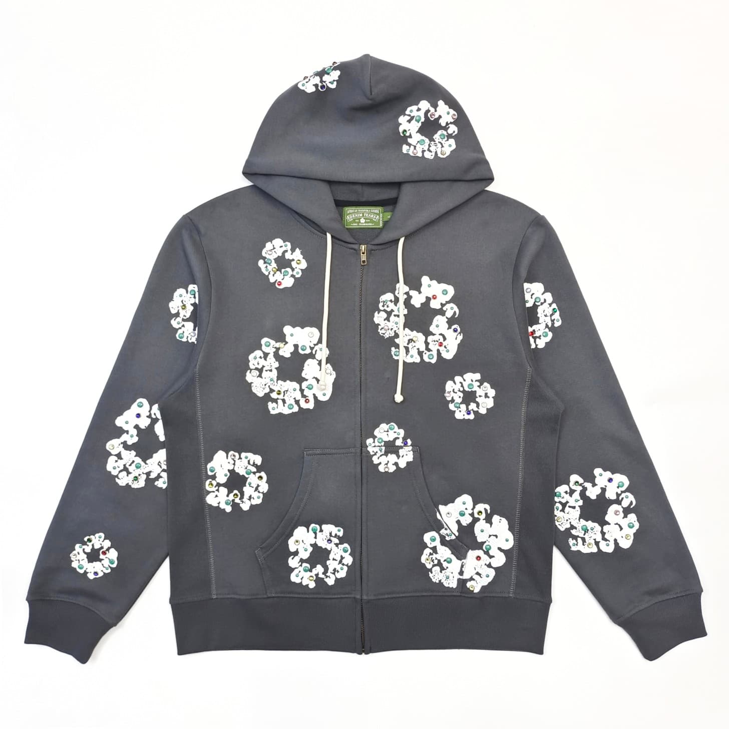 1:1 quality version DT Colorful Diamonds Zipper Hoodie with Hooded Rope - Image 1