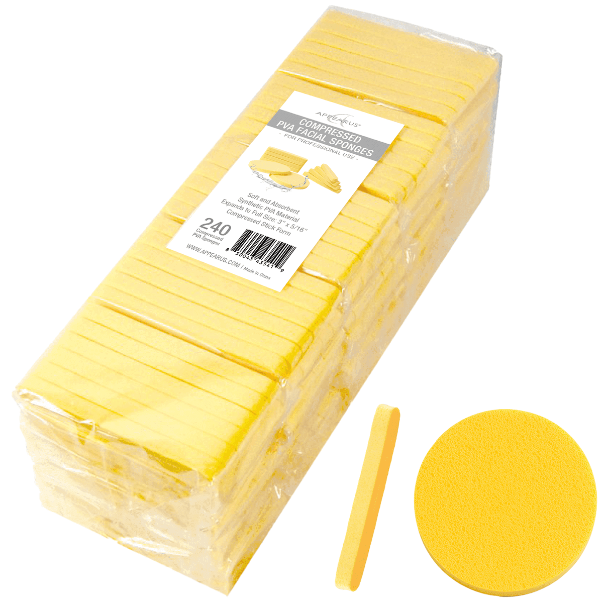 Compressed PVA Facial Sponges – 240 Count, Bulk Pack - Image 1