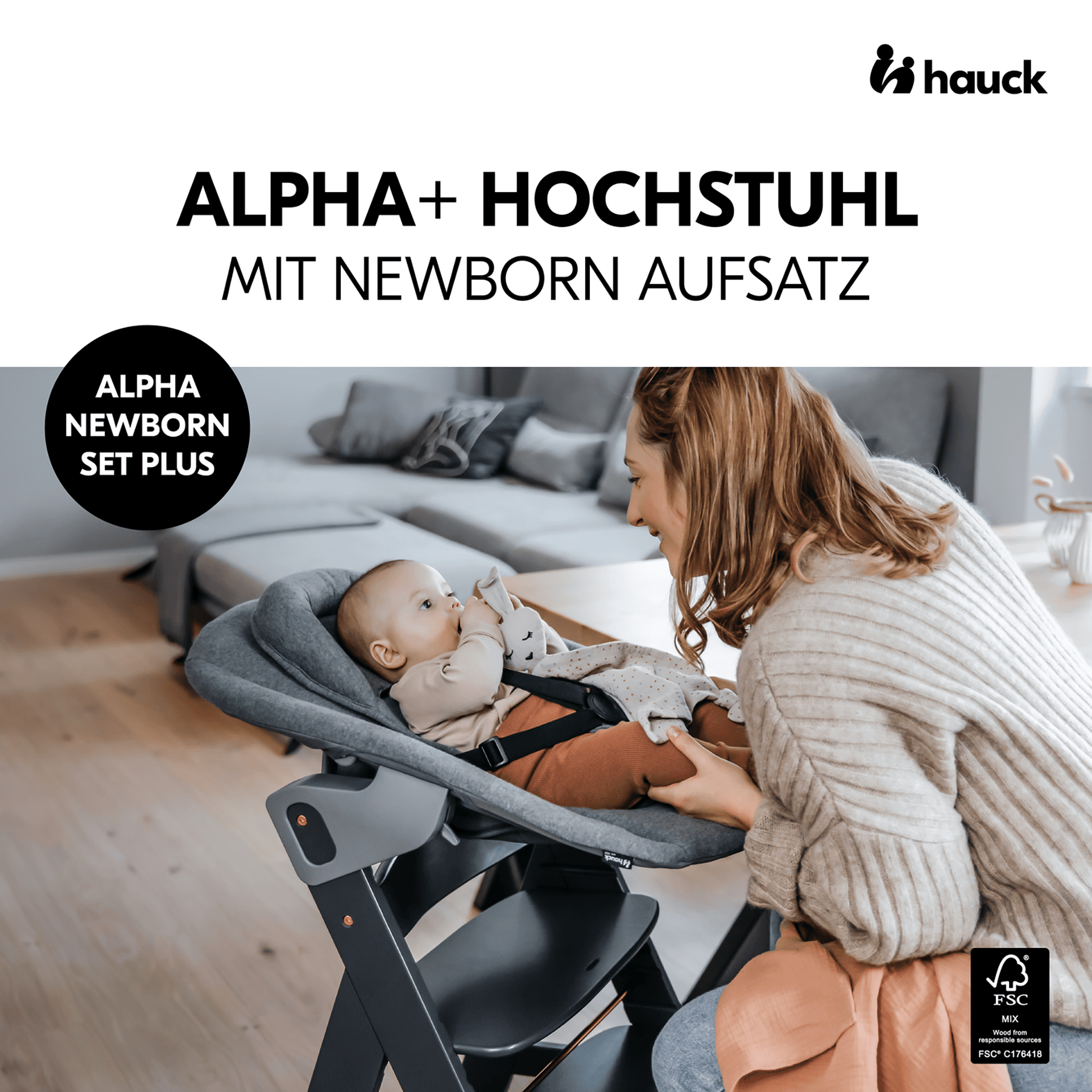 Hochstuhl mit Newborn Set Alpha+ Dark Grey thumbnail 3