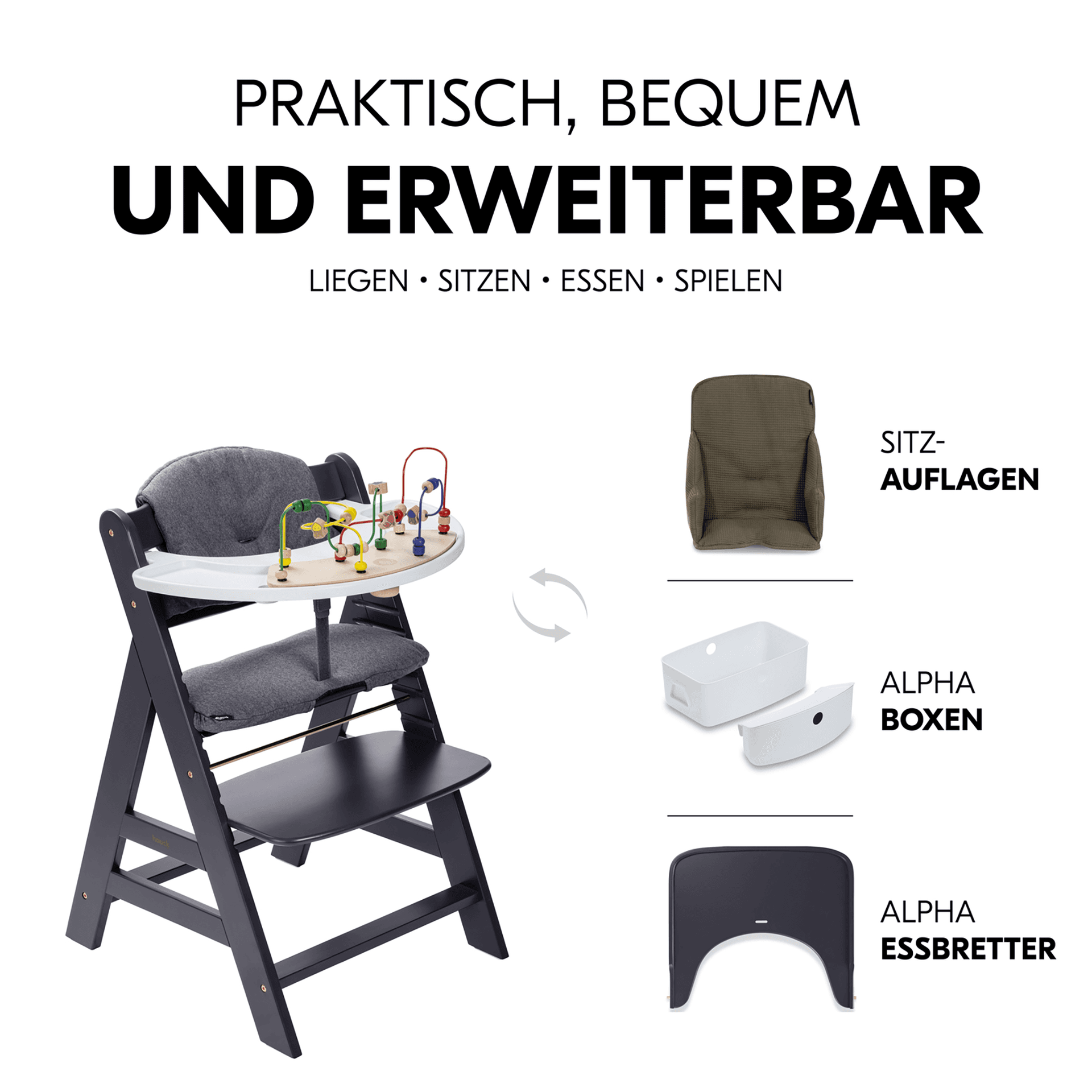 Hochstuhl mit Newborn Set Alpha+ Dark Grey thumbnail 11