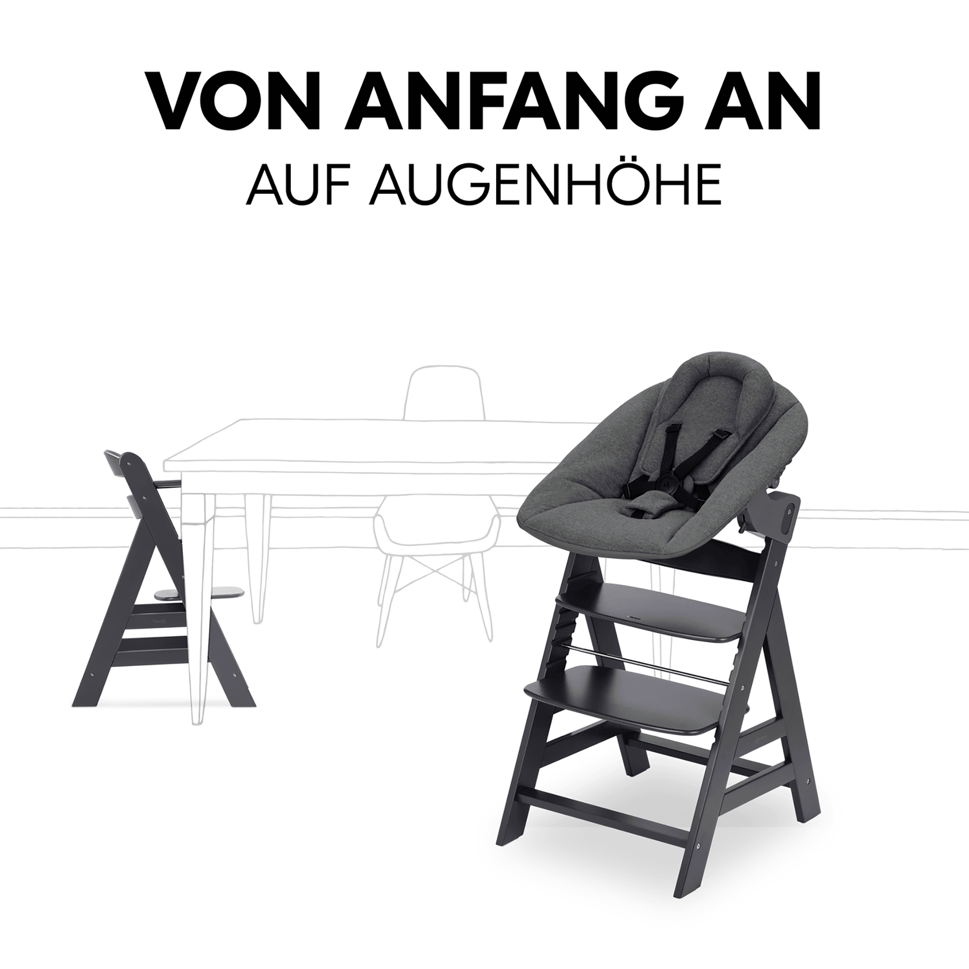Hochstuhl mit Newborn Set Alpha+ Dark Grey thumbnail 4