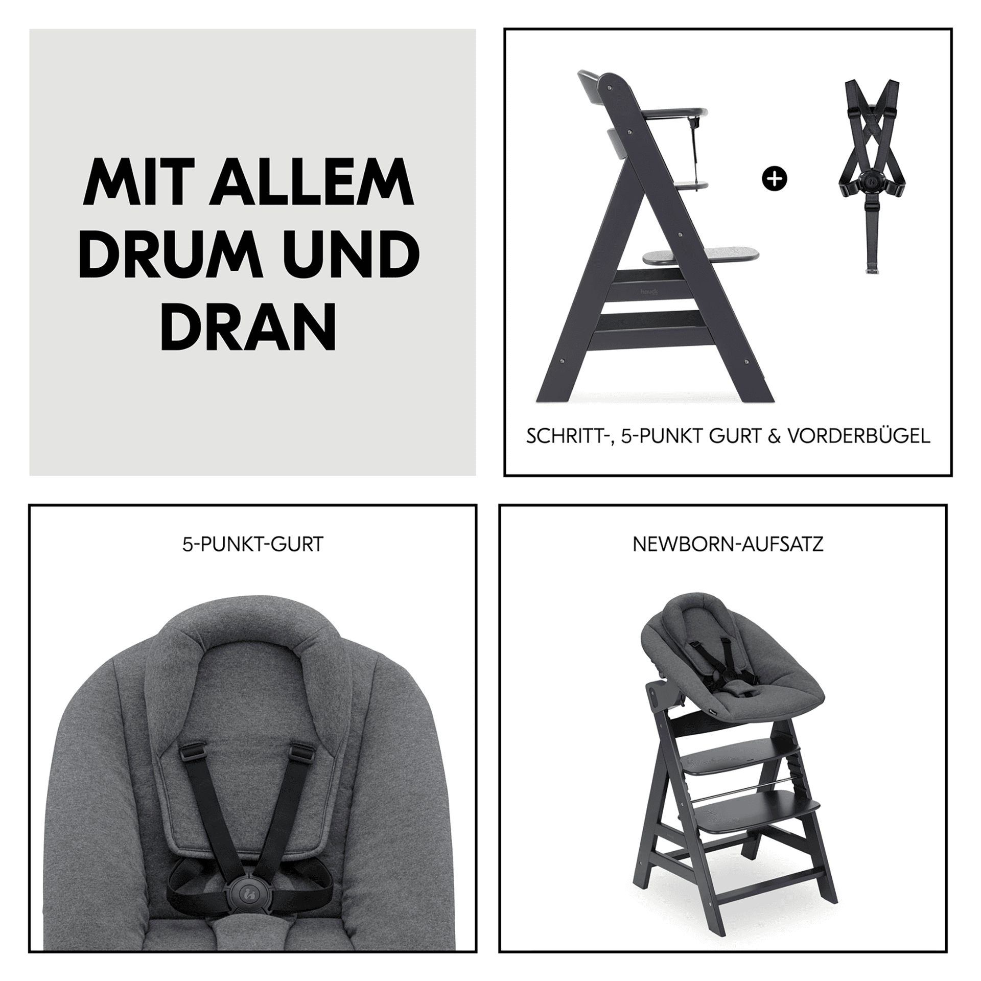 Hochstuhl mit Newborn Set Alpha+ Dark Grey thumbnail 8