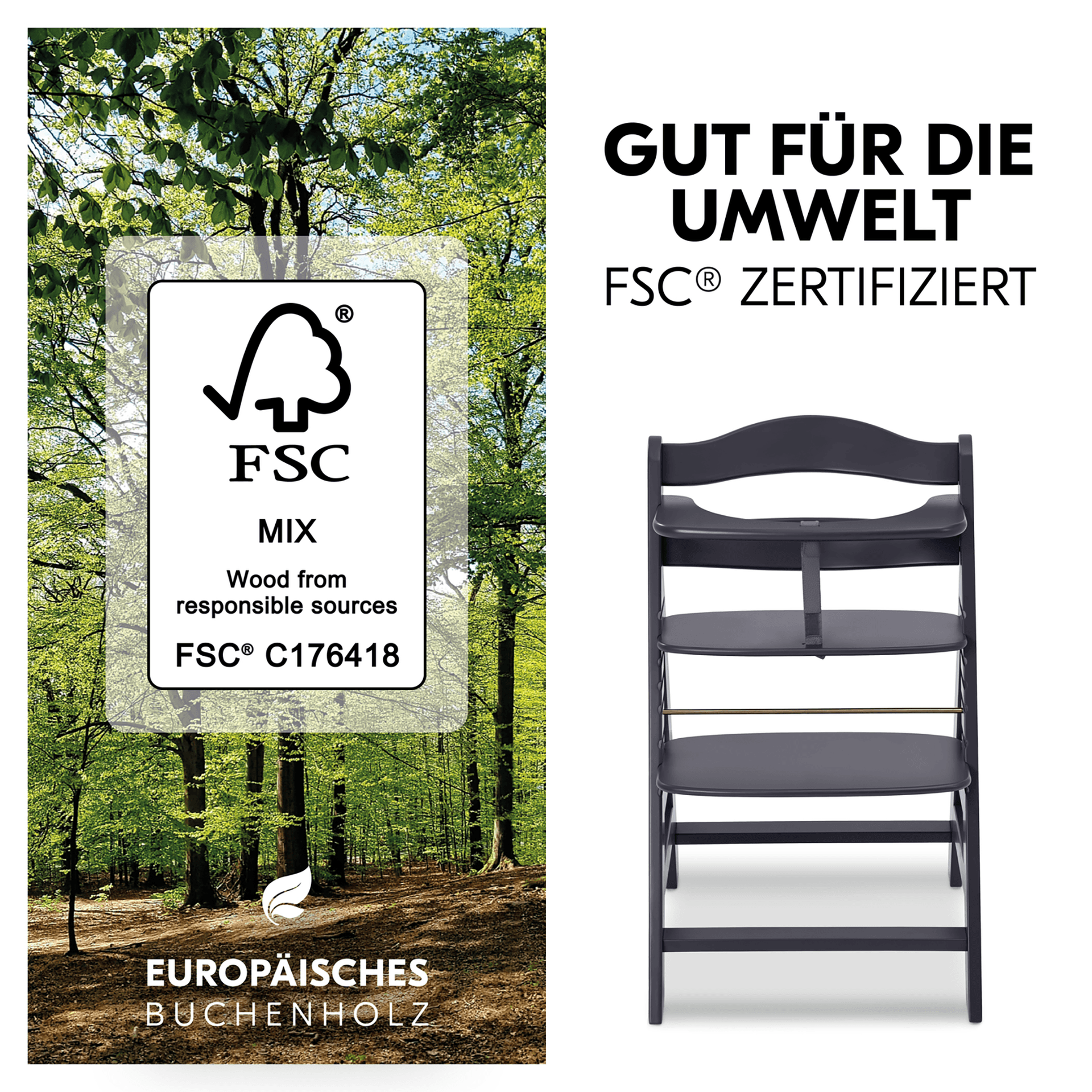 Hochstuhl mit Newborn Set Alpha+ Dark Grey thumbnail 12