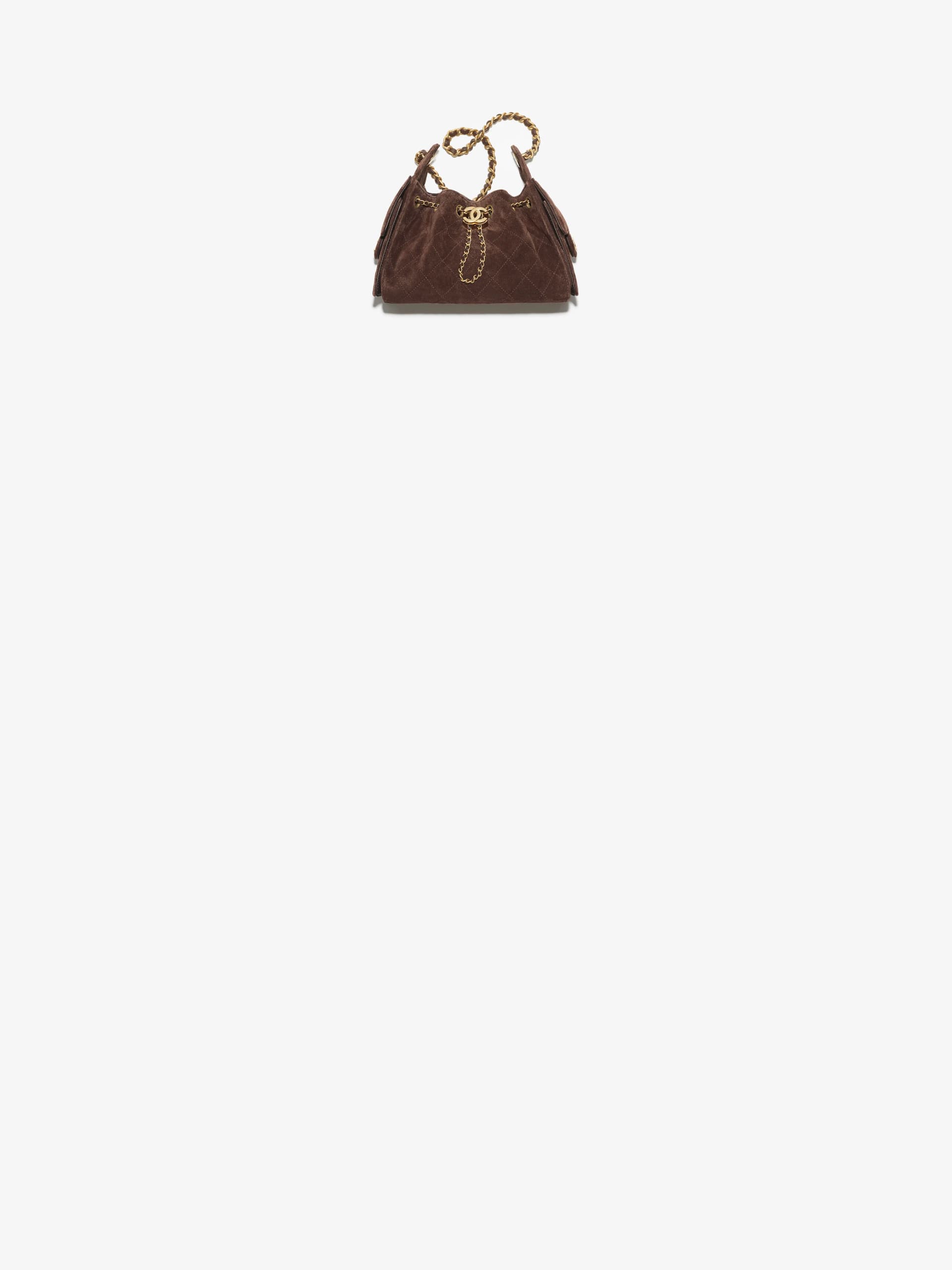 Mini sac chanel 25, Veau velours & métal doré, marron foncé — Mode | CHANEL - Image 1