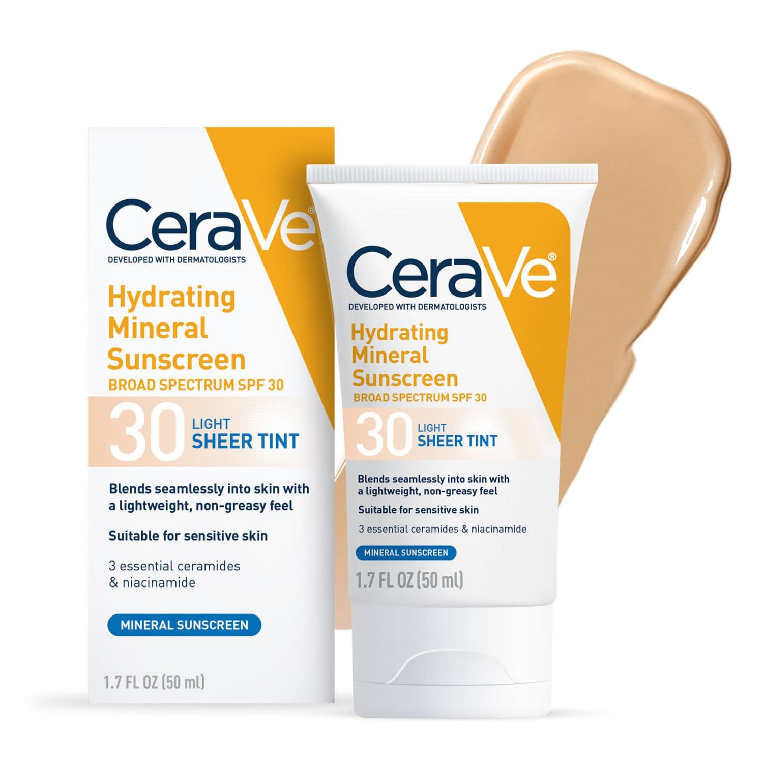 CeraVe Hydrating Sunscreen Sheer Tint Lotion, Light - Image 1
