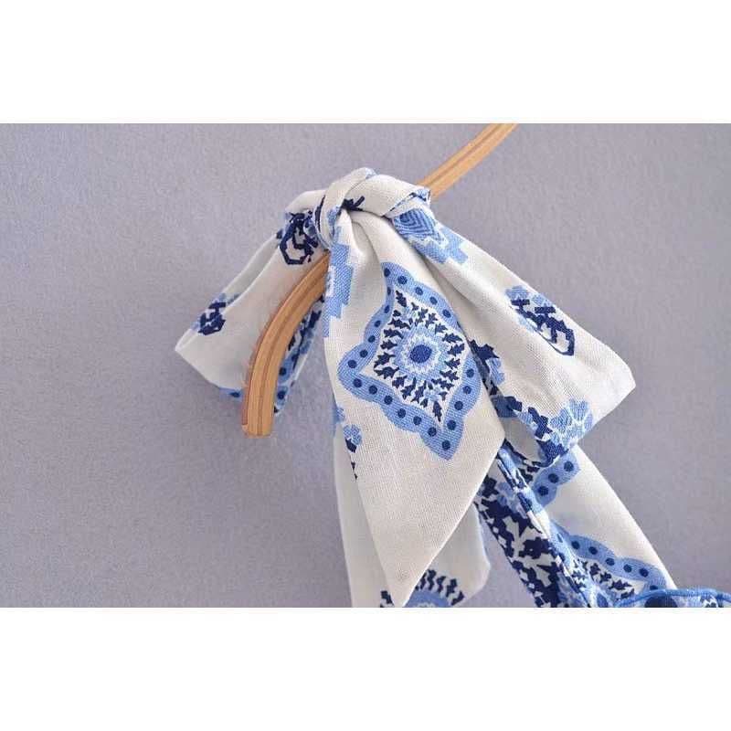 Summer Floral Smocked Dress for Women: Knotted Straps, Elastic Bust, Midi Length thumbnail 5