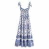 Summer Floral Smocked Dress for Women: Knotted Straps, Elastic Bust, Midi Length thumbnail 7
