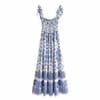 Summer Floral Smocked Dress for Women: Knotted Straps, Elastic Bust, Midi Length thumbnail 8