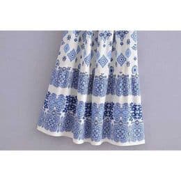 Summer Floral Smocked Dress for Women: Knotted Straps, Elastic Bust, Midi Length thumbnail 16