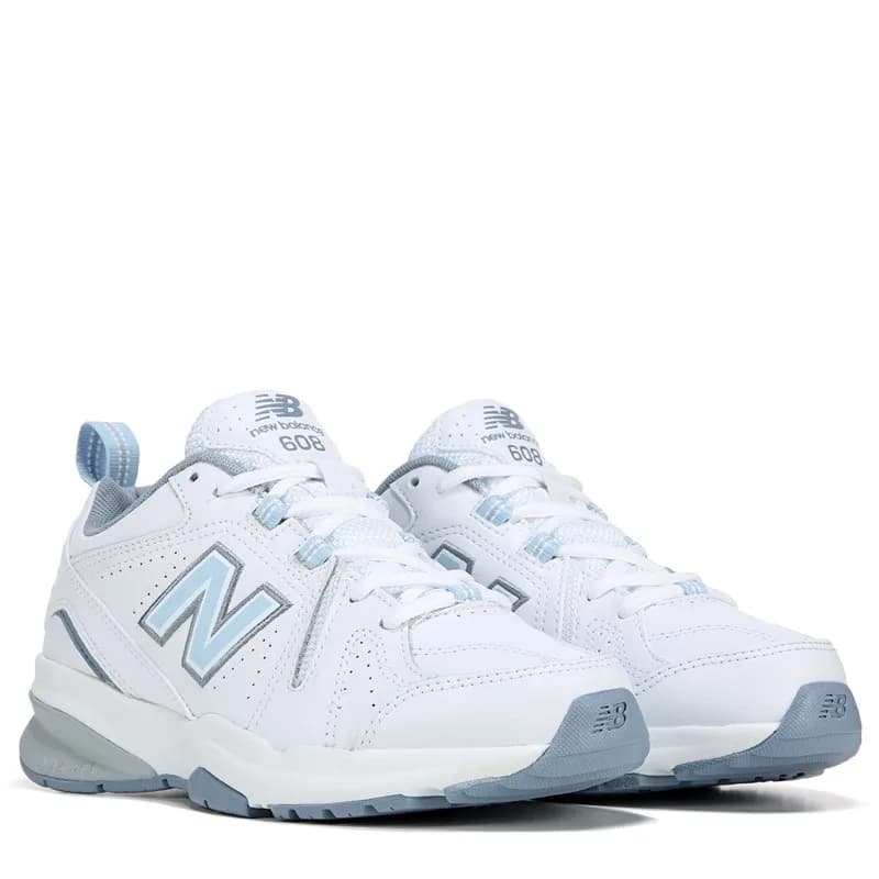 New Balance Women's 608 V5 Trainer Sneakers (White/Blue) - Size 7.0 D thumbnail 5