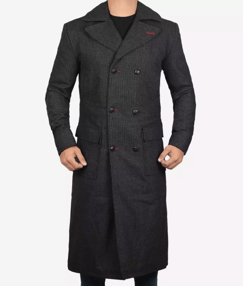 Double-Breasted Gray Wool Coat