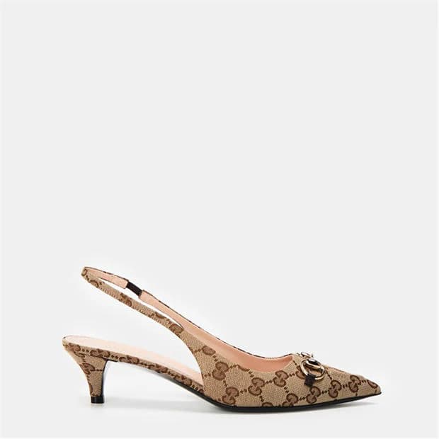 GUCCI Women's Motif Canvas Horsebit Sling Pumps - Image 1