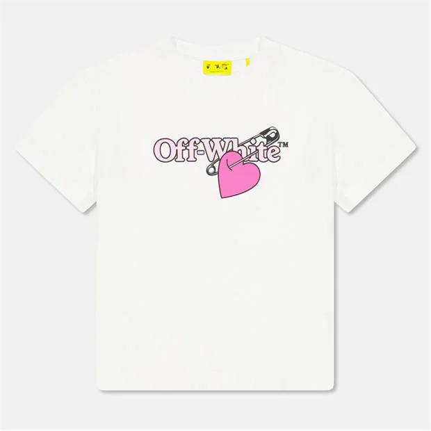 OFF WHITE Kids' Heart Print T-Shirt - Image 1