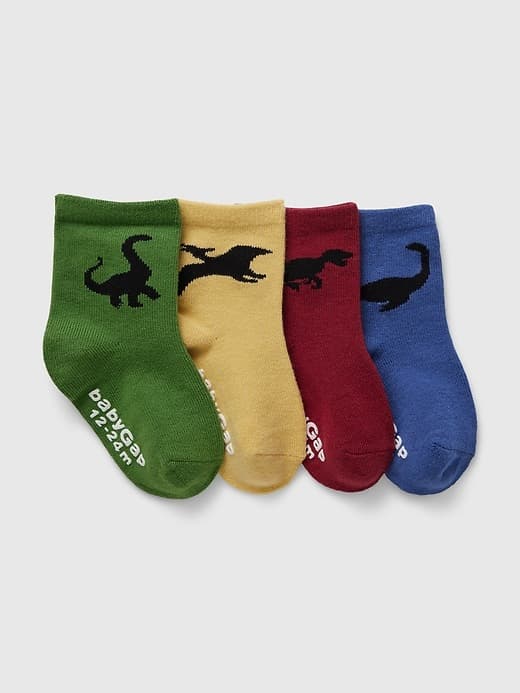 Dinosaur crew Socks (4-Pack) (size 4/5) - Image 1