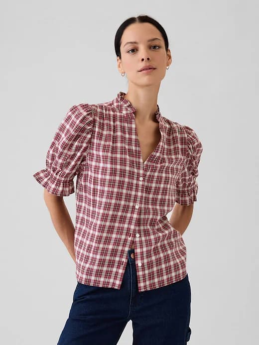Ruffled Puff Sleeve Shirt - Image 1