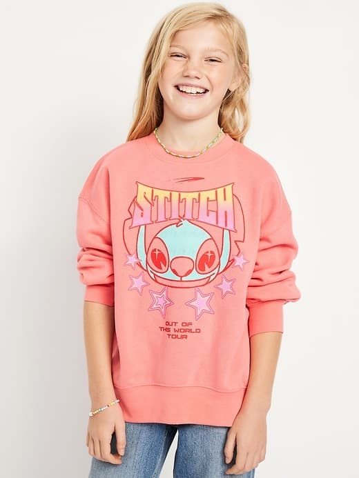 Oversized Licensed Graphic Tunic Sweatshirt for Girls - Image 1
