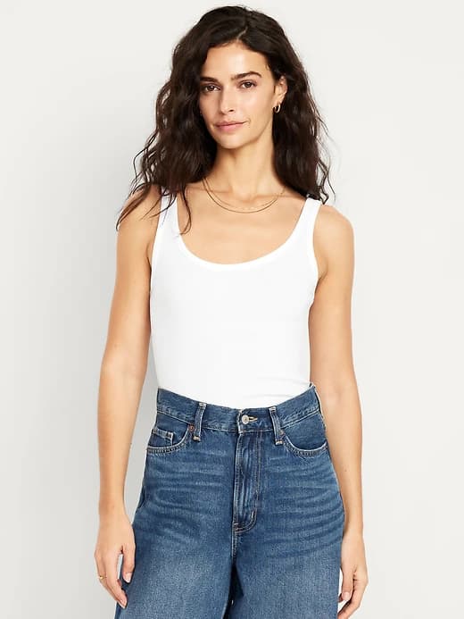 First-Layer Ribbed Scoop-Neck Tank Top - Image 1