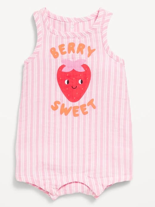 Printed Sleeveless Graphic One-Piece Romper for Baby - Image 1
