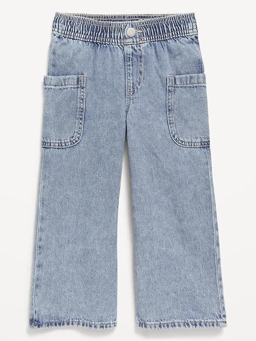 Pull-On Baggy Wide-Leg Cargo Jeans for Toddler Girls - Image 1
