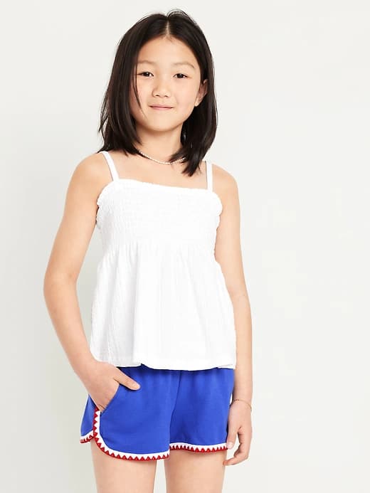 Printed Smocked Jacquard-Knit Cami Top for Girls - Image 1