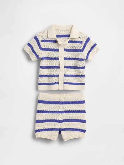 Baby Crochet Polo Outfit Set - Image 1