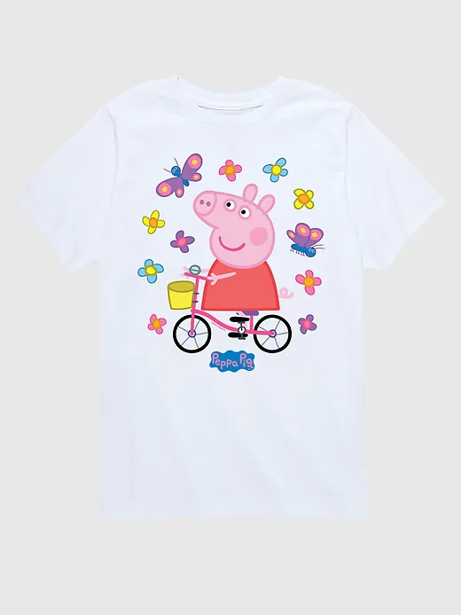Toddler Peppa Pig Bike Butterflies Short Sleeve T-Shirt - Image 1