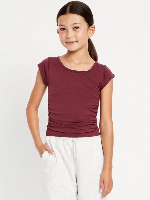 Fitted Ruched Seamless Performance Top for Girls - Image 1