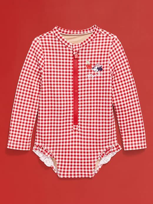 Old Navy x Disney© Minnie Mouse Zip-Front Rashguard One-Piece Swimsuit for Baby - Image 1