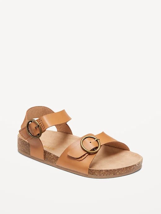 Faux-Leather Buckled Strap Sandals for Toddler Girls - Image 1