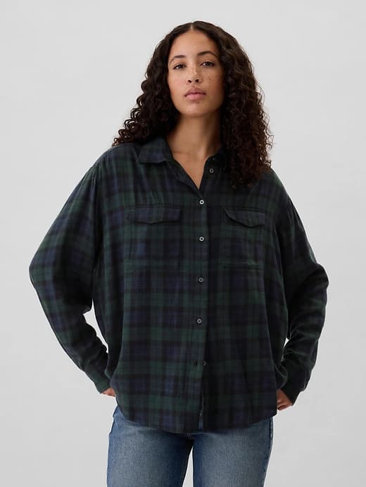 Plaid Flannel Big Shirt - Image 1
